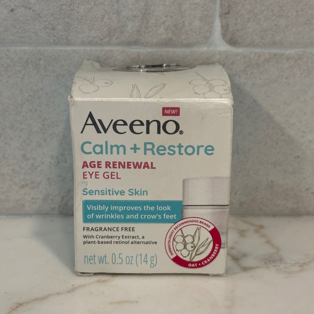 Aveeno Calm + Restore Age Renewal Eye Gel 0.5 oz White Sensitive Skin